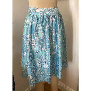 Lilly Pulitzer Printed cotton/silk full printed skirt size 8 Preppy Summer Skirt